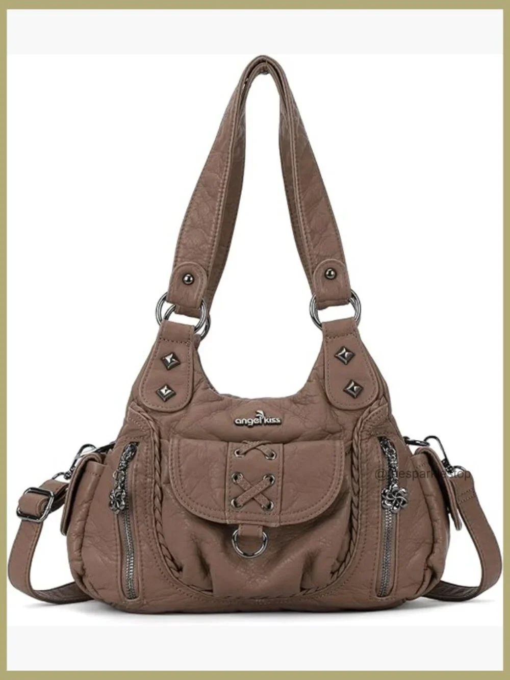 Vegan Leather Hobo Shoulder Bag with Multi Pockets Crossbody Tote